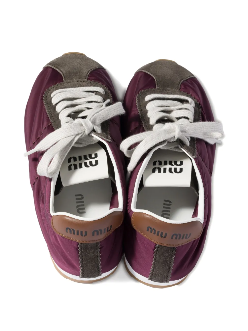 Miu Plume technische stoffen en suède sneakers Paars