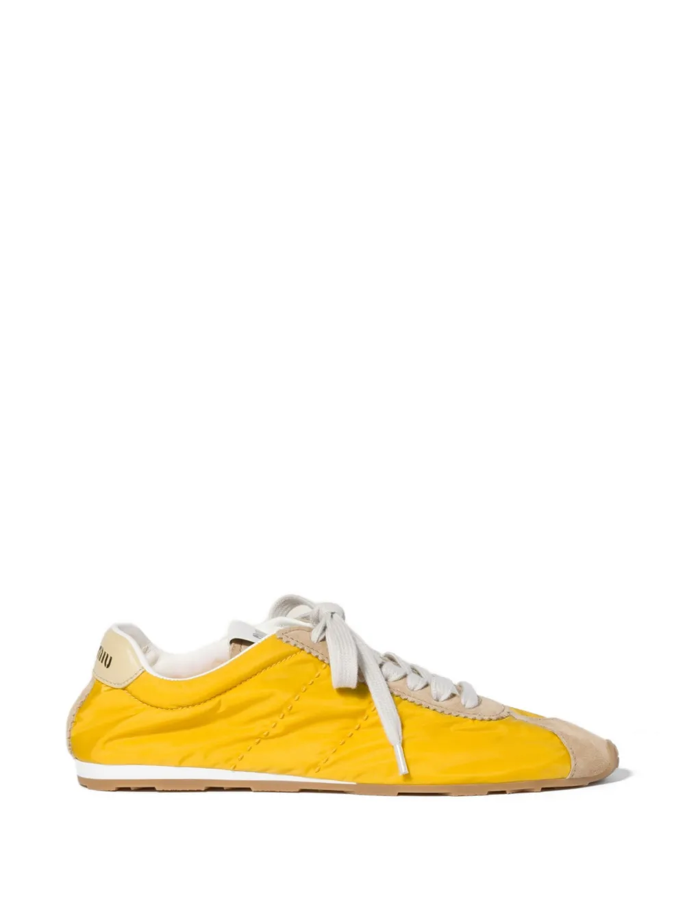 Miu Miu Plume technical fabric and suede sneakers - Giallo