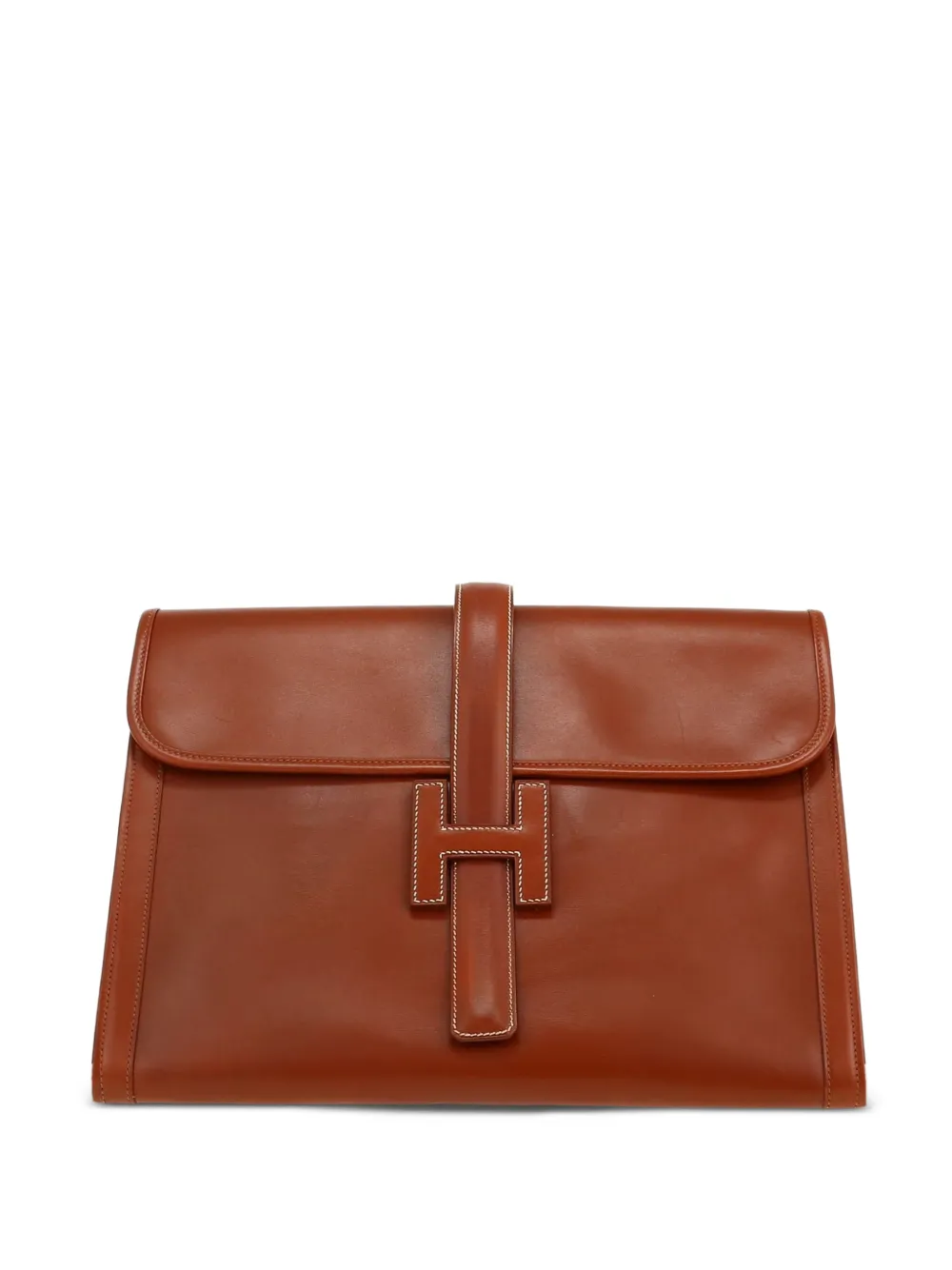 Hermès Pre-Owned large Jige leather pouch - Marrone