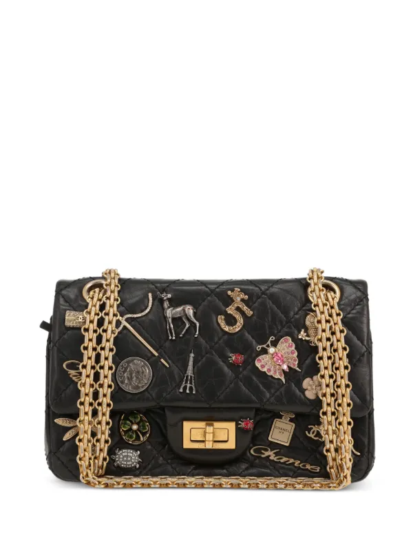 Chanel Pre-owned Lucky Charm Reissue 2.55 Quilted Leather Shoulder Bag in Black