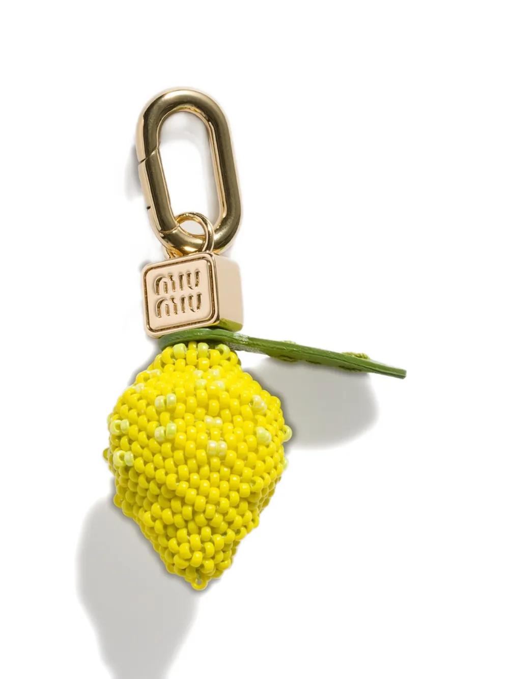 Miu Miu leather, beads, and metal micro trick - Gelb