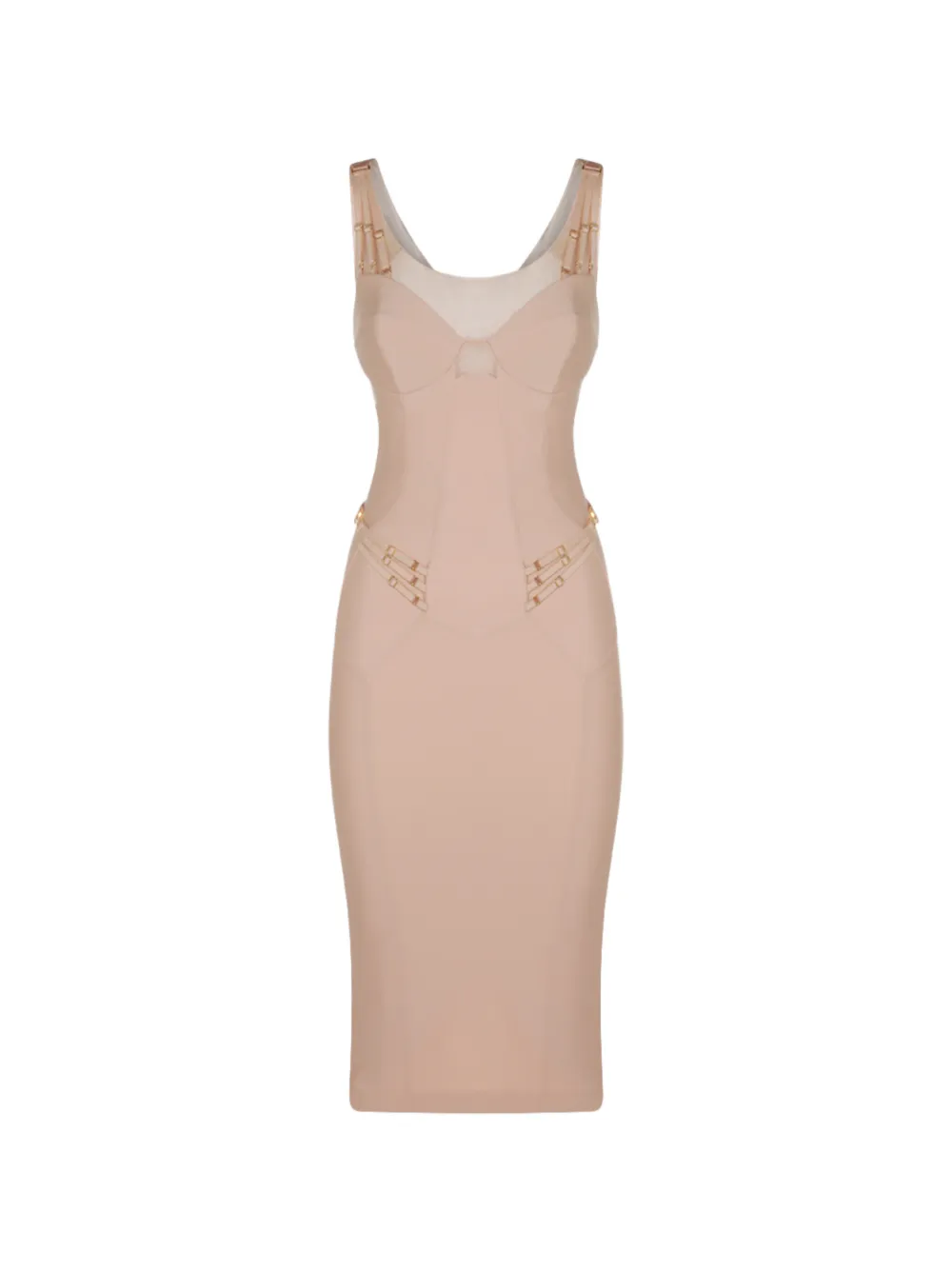 Elisabetta Franchi straps-detail midi dress - Toni neutri