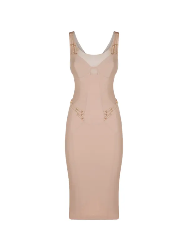 jersey and tulle dress Elisabetta Franchi Lightweight With Elastic Straps | Neutrals bohokaftan