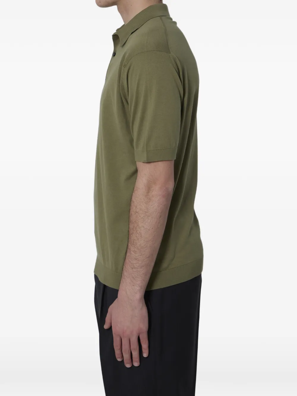 John Smedley Geribbeld poloshirt met knopen Groen