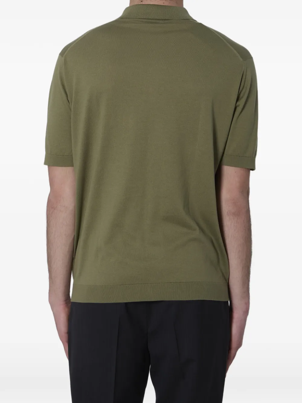 John Smedley Geribbeld poloshirt met knopen Groen