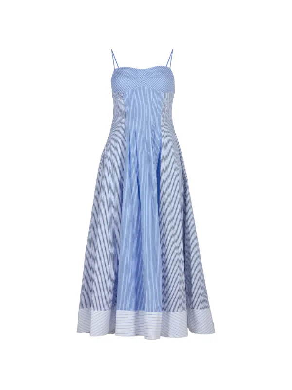 Simkhai Chamberlain Striped Midi Dress in Blue