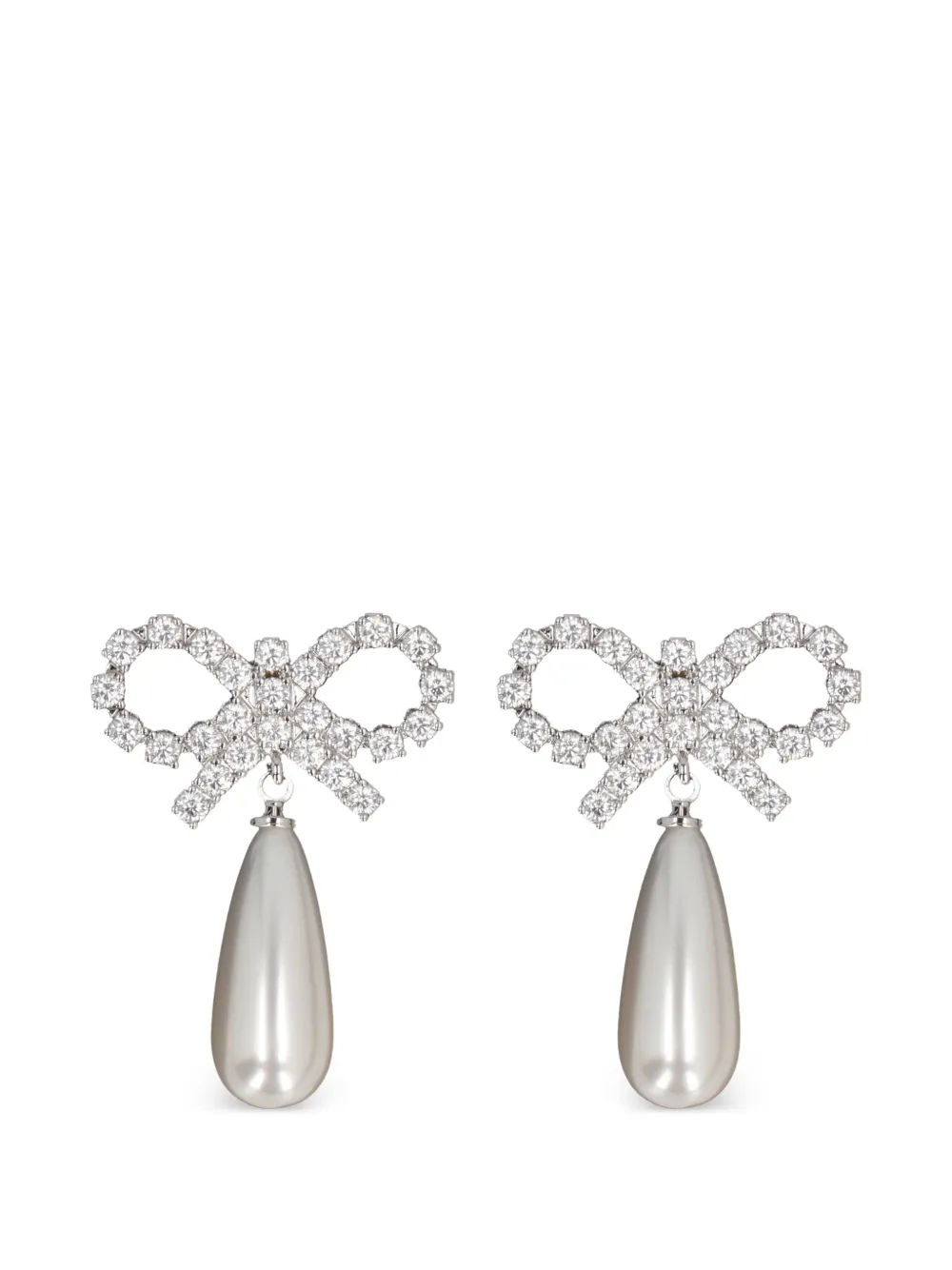 Self-Portrait bow-detail earrings - Argento