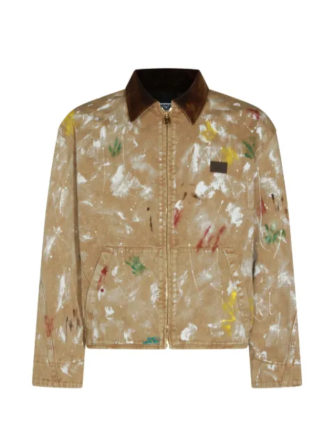 Moschino paint-splash corduroy-collar jacket