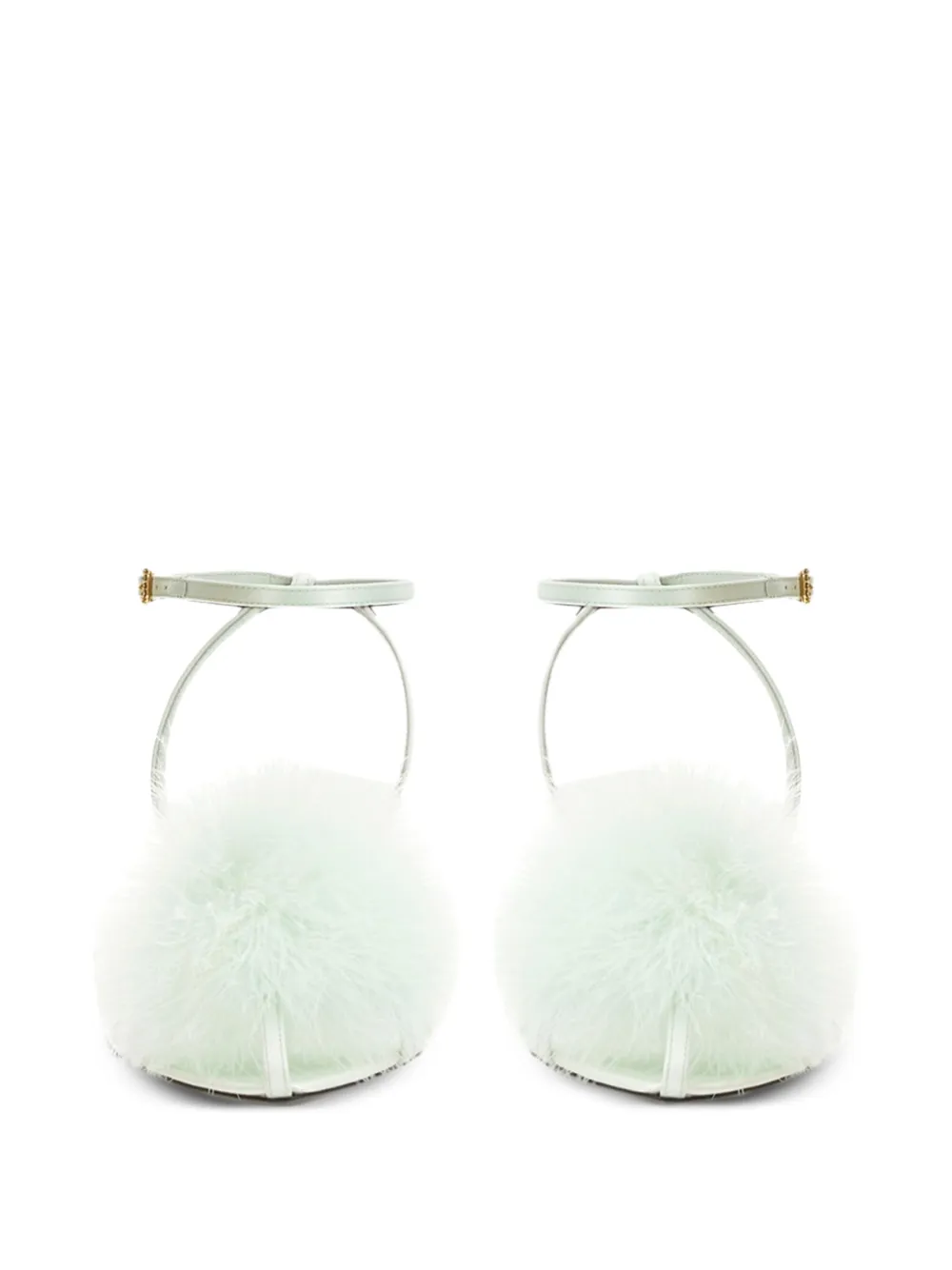 Saint Laurent Mae sandalen verfraaid met veren Groen
