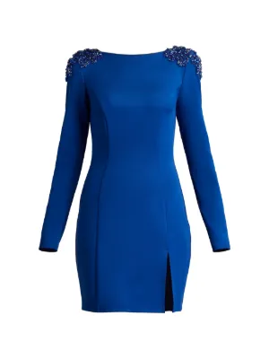 tadashi shoji long sleeve mini dress Tadashi Shoji Niema Embroidered-Waist Cocktail Dress