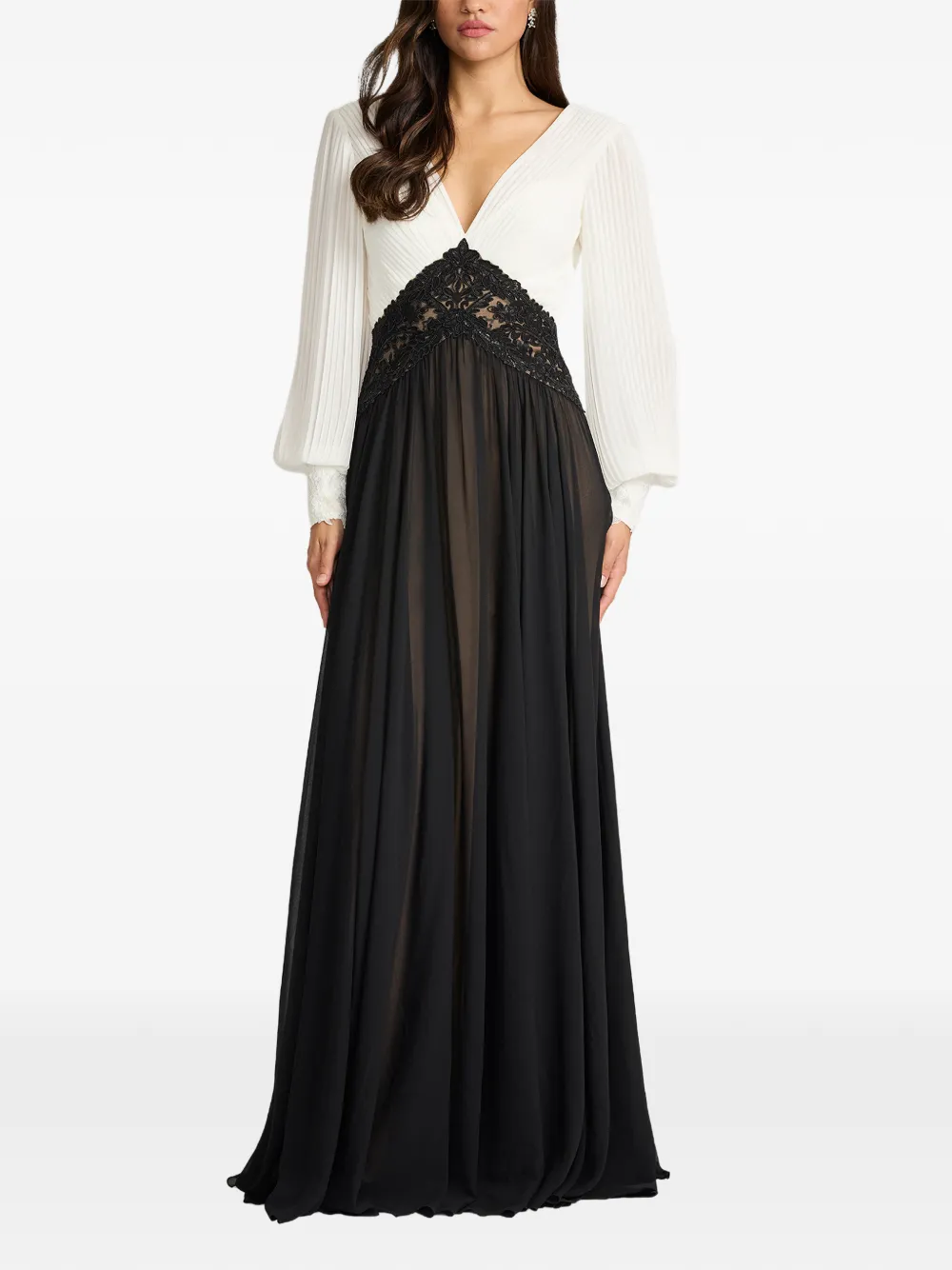 Tadashi Shoji Benulo geplooide maxi-jurk Zwart