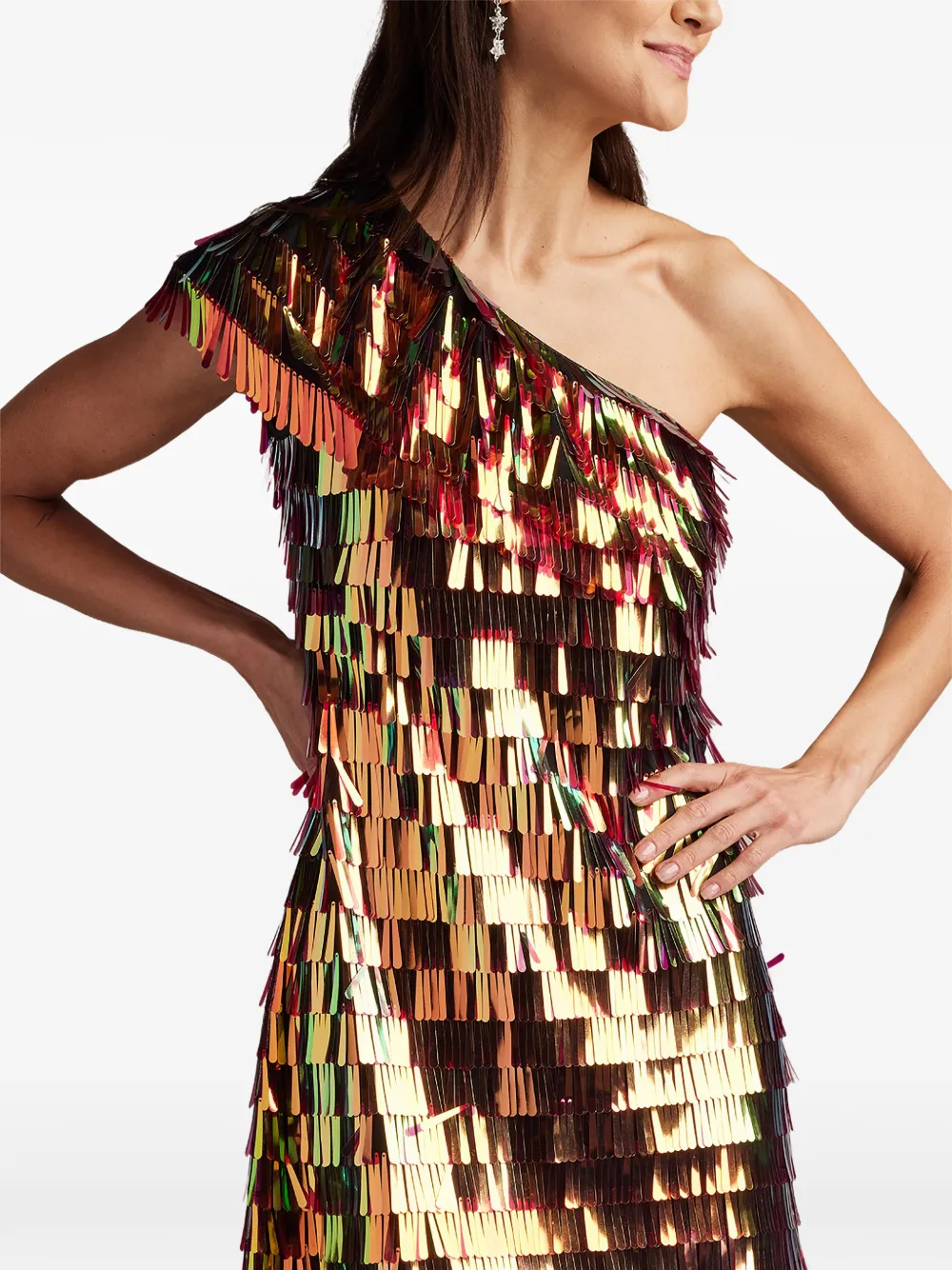 Tadashi Shoji Bina asymmetrische mini-jurk Goud