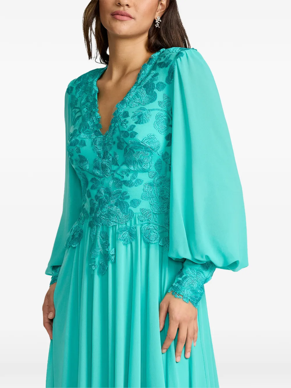 Tadashi Shoji Maxi-jurk met bloemenprint en V-hals Blauw