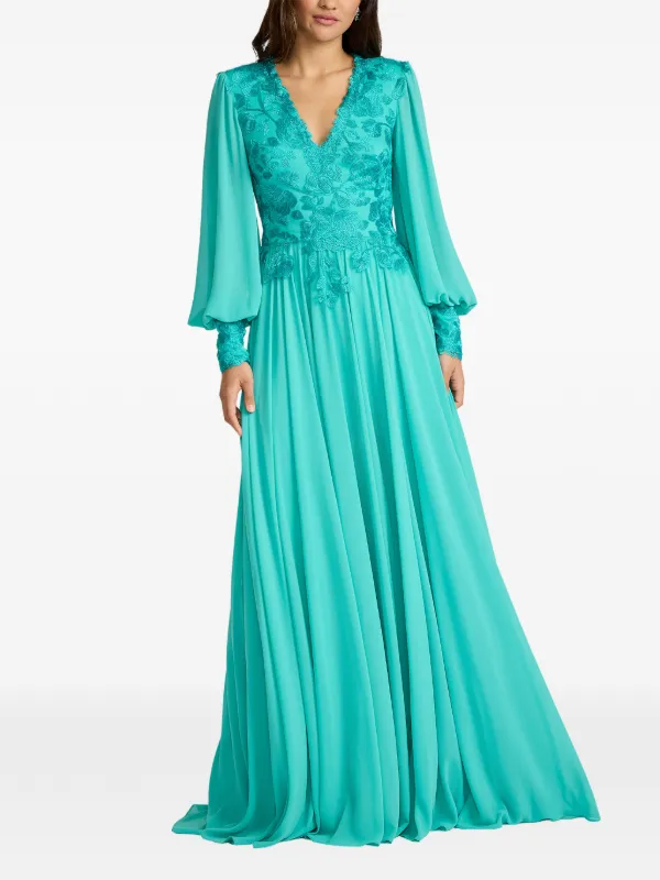 Tadashi Shoji Floral V-neck Maxi Dress | Blue