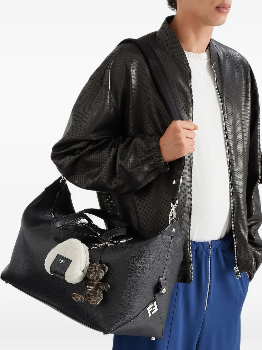 FENDI Lui 45 leren duffeltas Zwart
