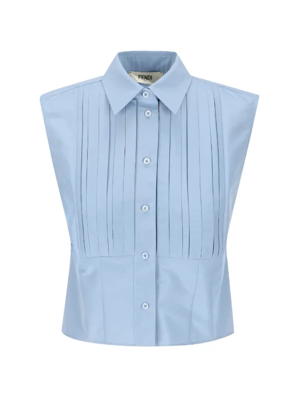 Fendi Pleated Shirt in Blue