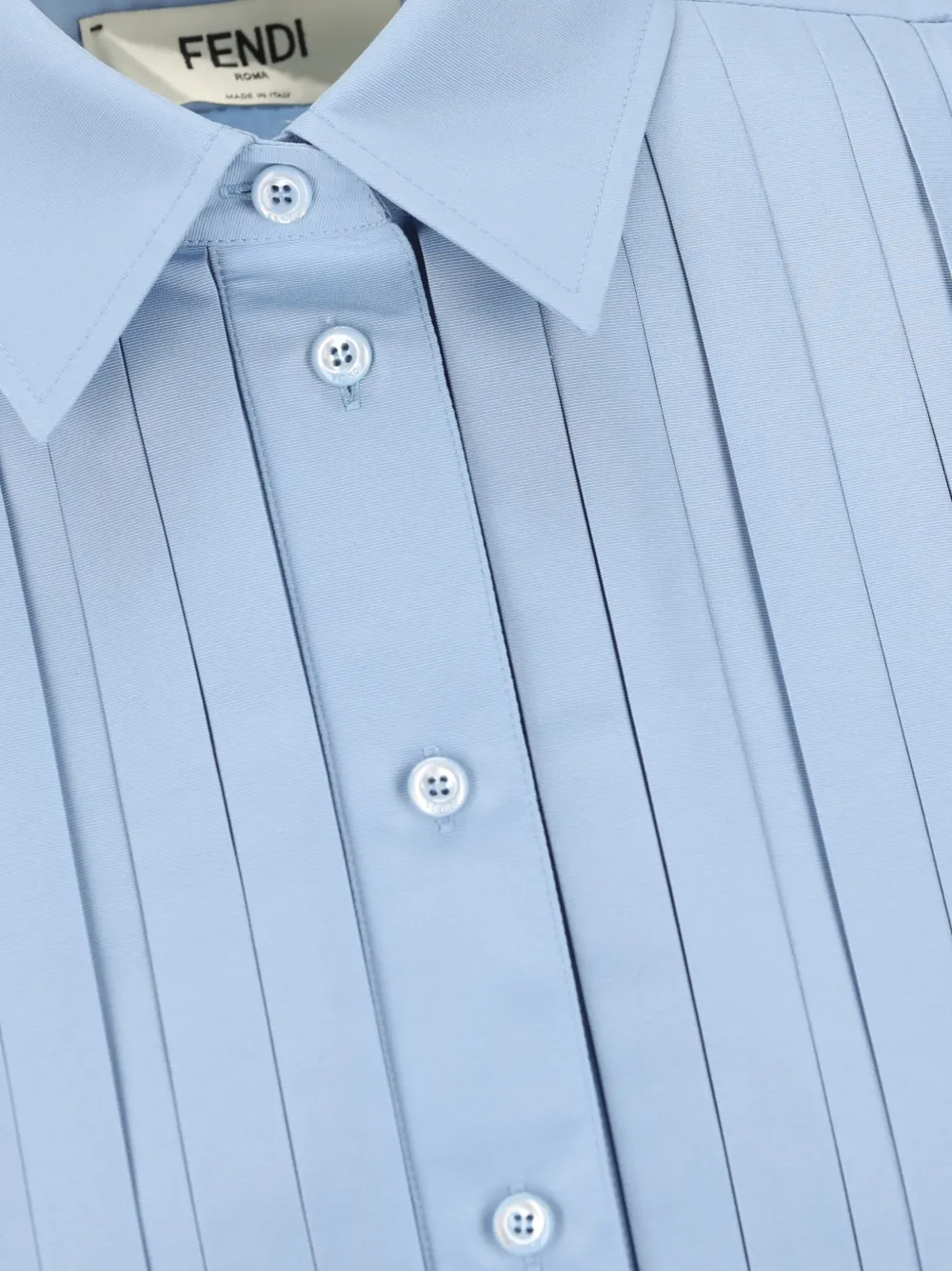  Fendi Camisa Plisada - Azul 