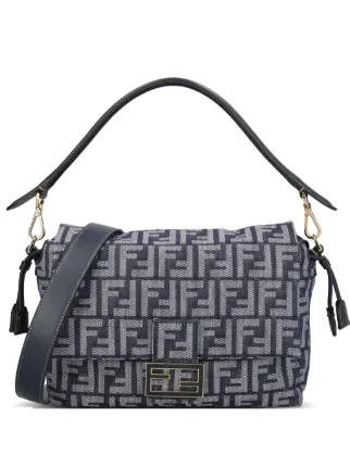 FENDI Logo Shoulder Bag | Blue | FARFETCH JO