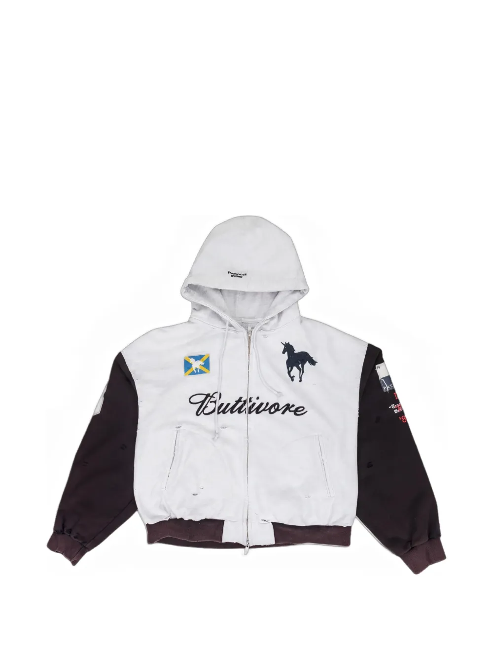 PROTOCOL INDEX Buttivore graphic-print hoodie - Weiß