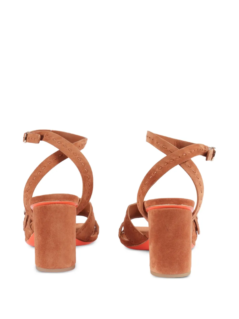 Santoni Whipstitch-trim Buckle-strap Sandals in Brown, view 3