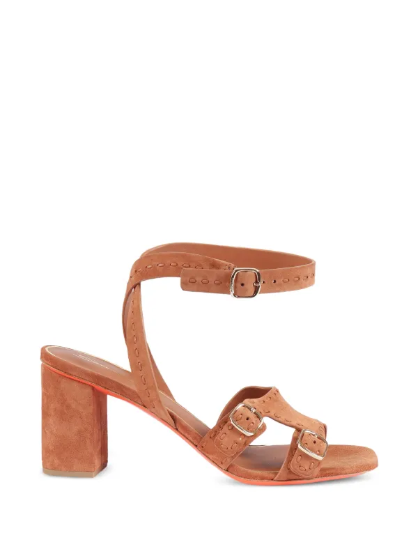 Santoni Whipstitch-trim Buckle-strap Sandals in Brown