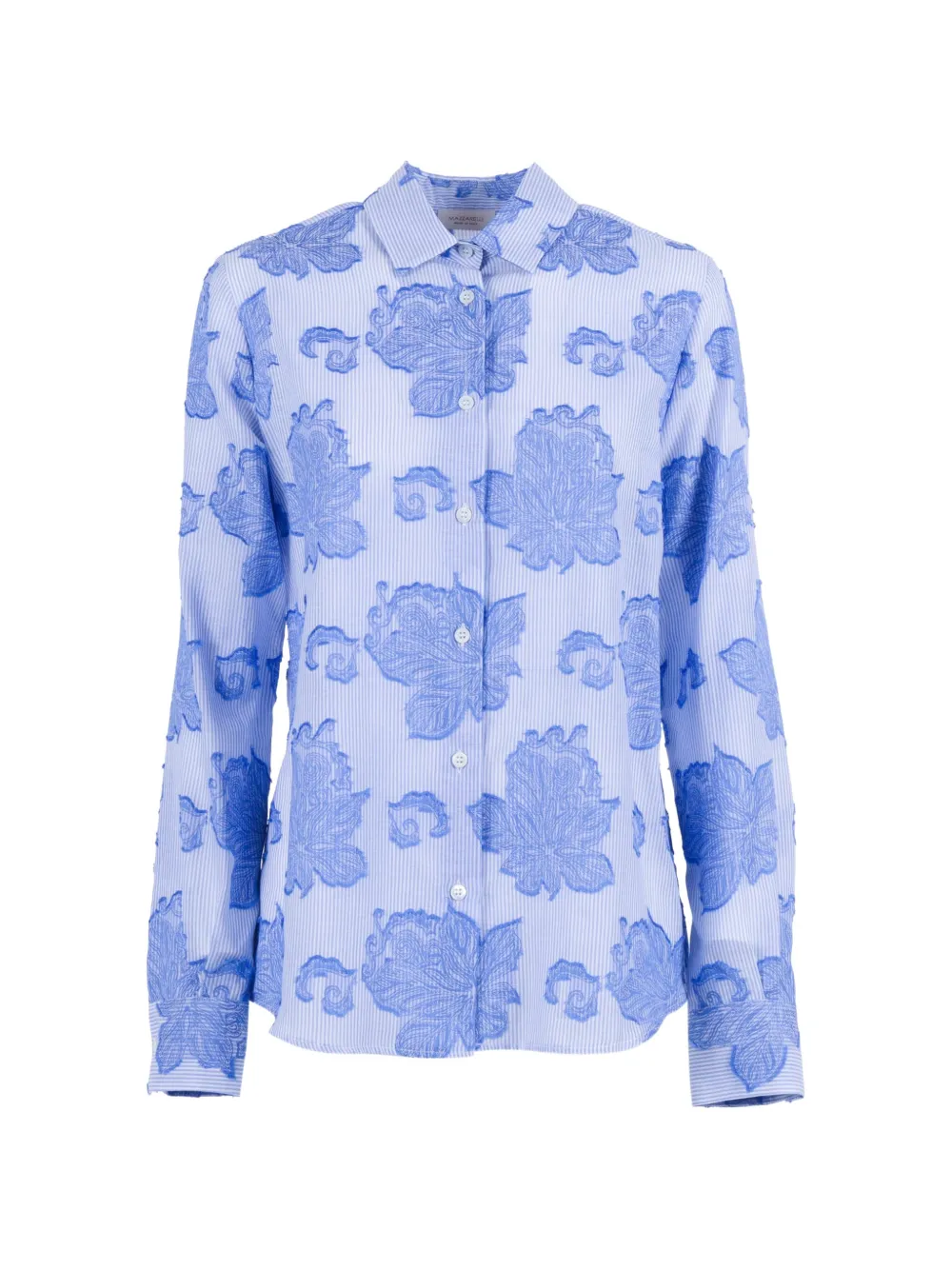 Mazzarelli Damask-pattern Striped Shirt In Blue