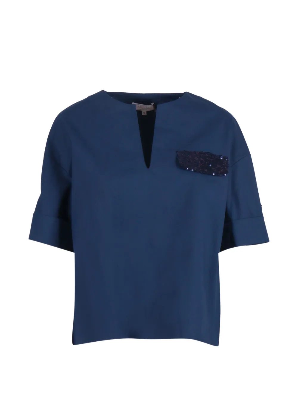 Antonelli sequin-embellished chest-pocket T-shirt - Blu