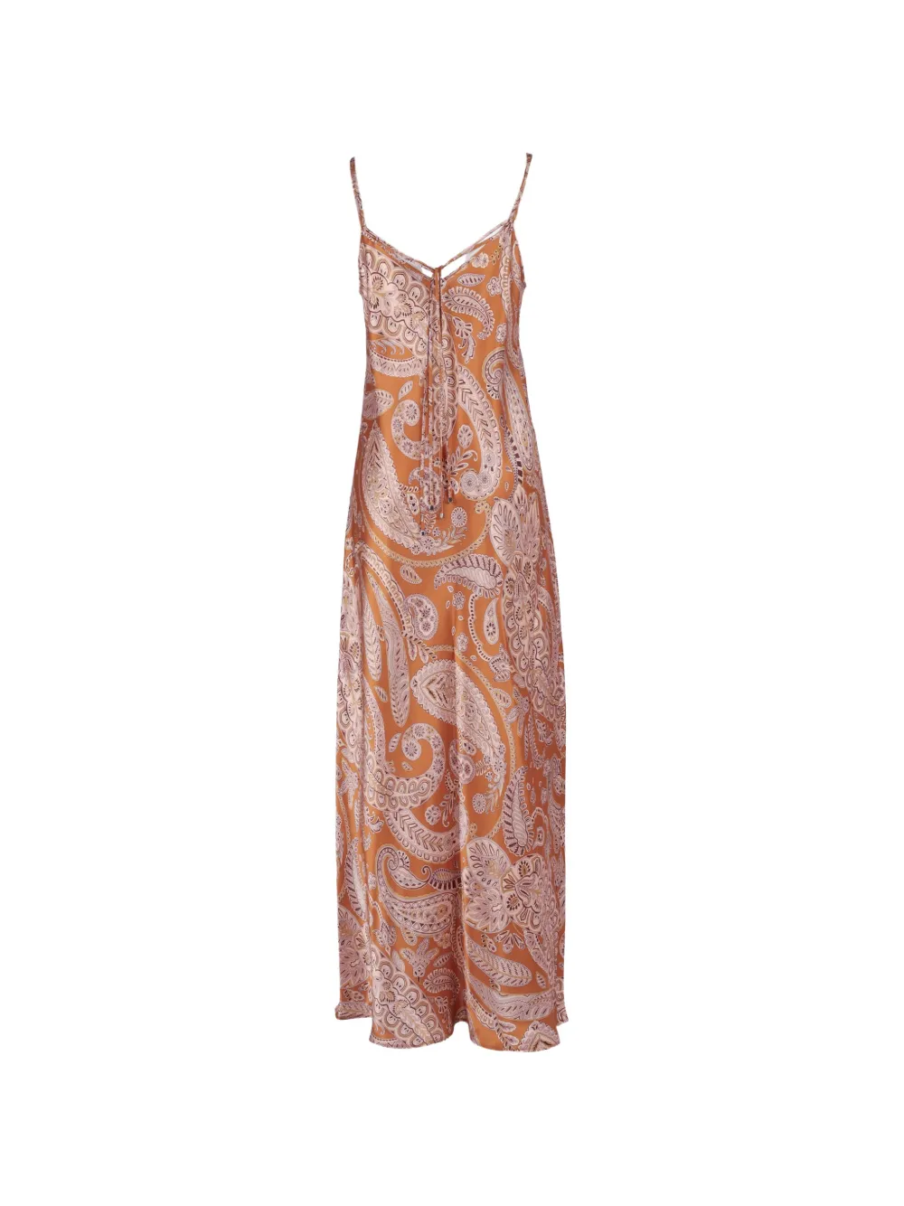 Antonelli Zijden maxi-jurk met paisley-print Oranje