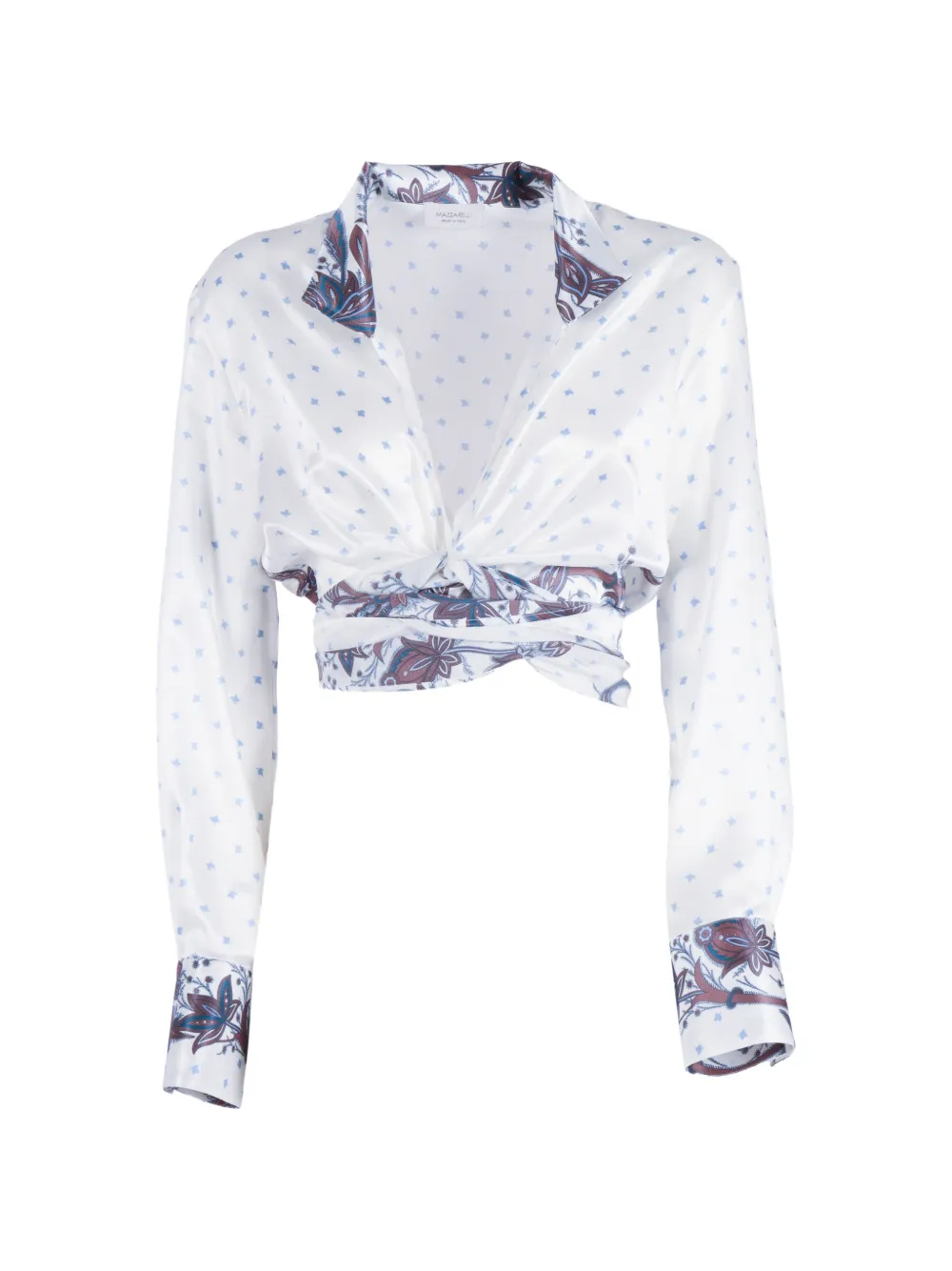 Mazzarelli Frida damask-print silk shirt - White