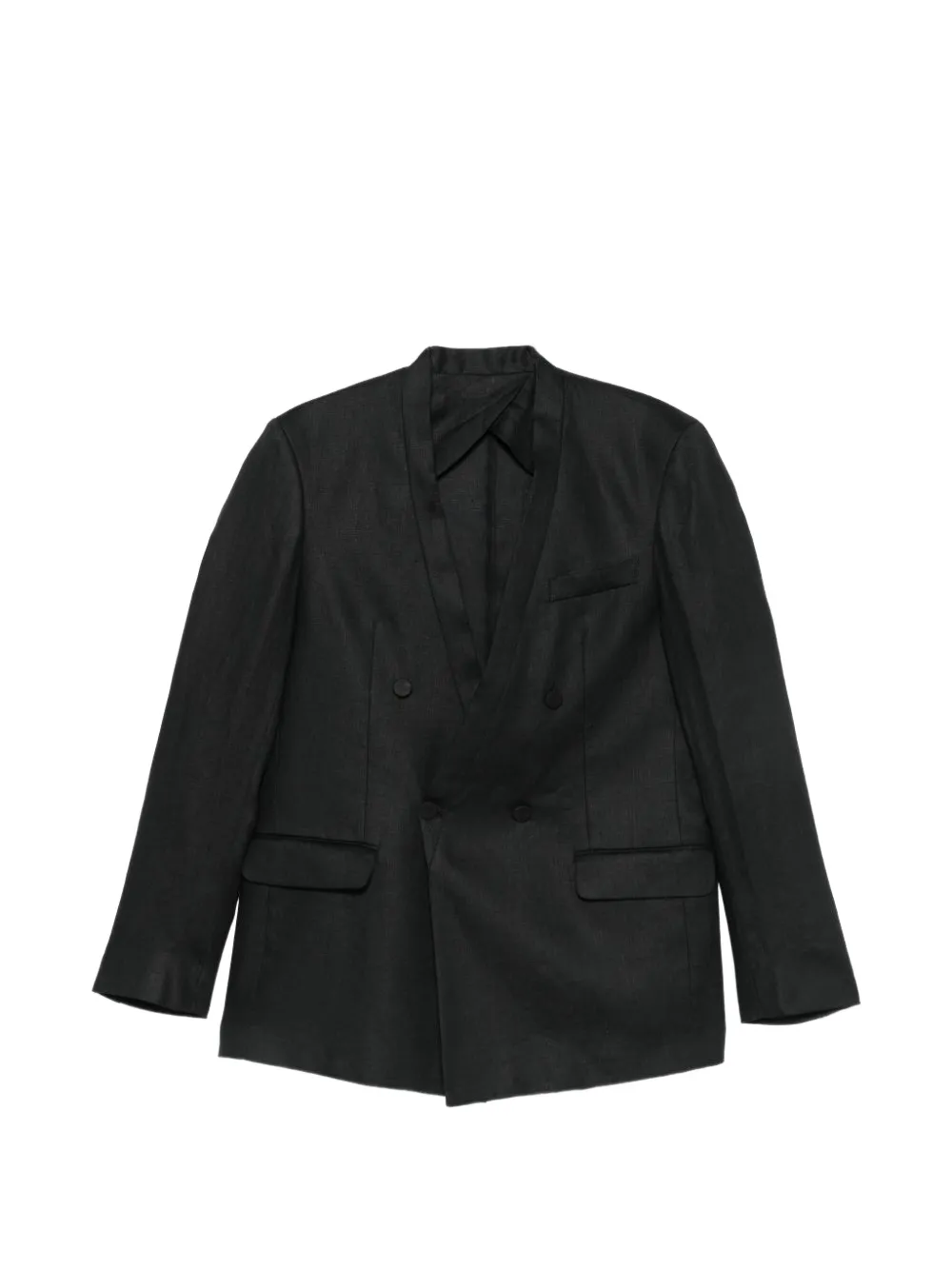MARSEM double-breasted collarless blazer - Nero