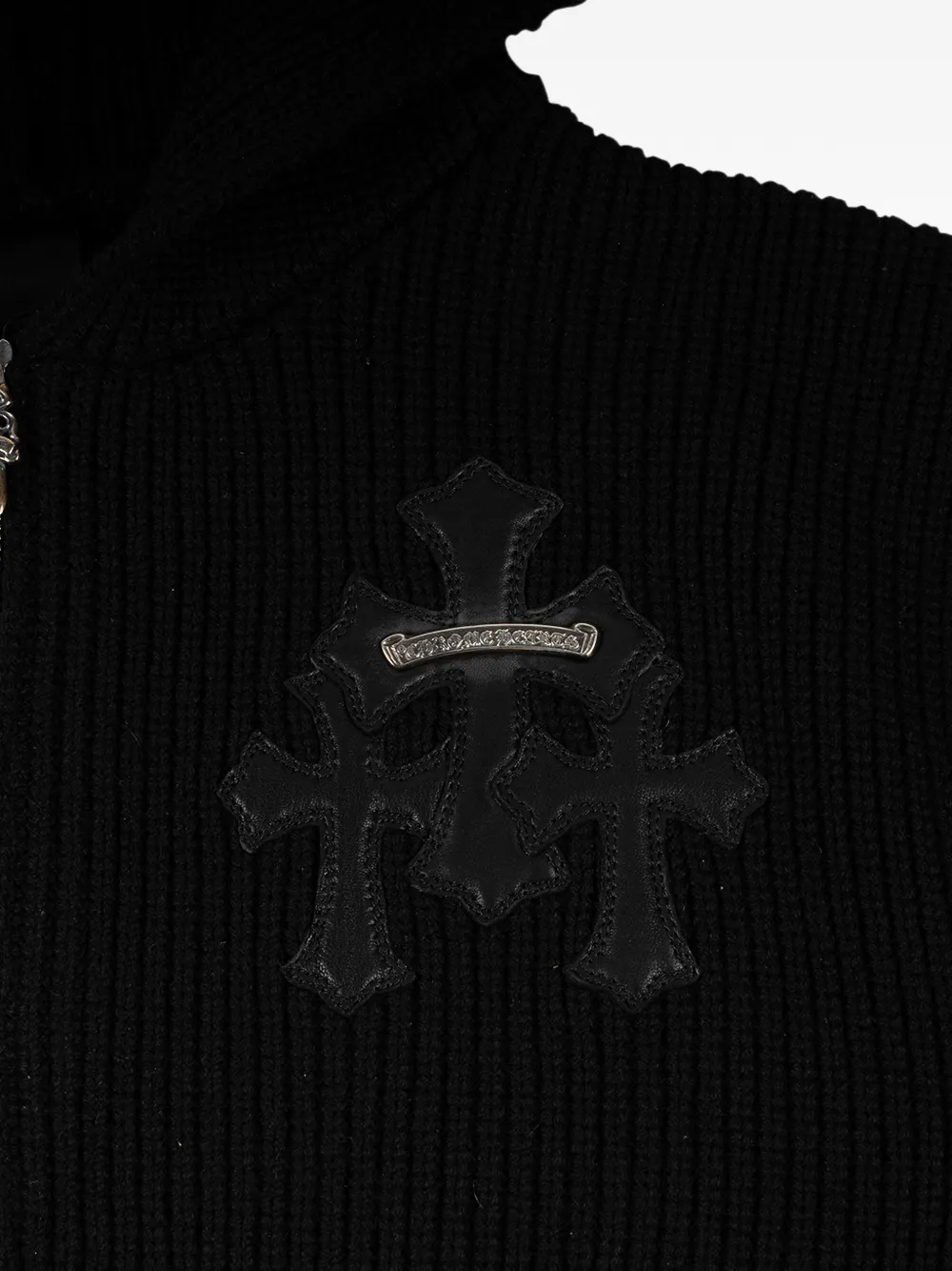 Chrome Hearts Hoodie met rits en patch Zwart