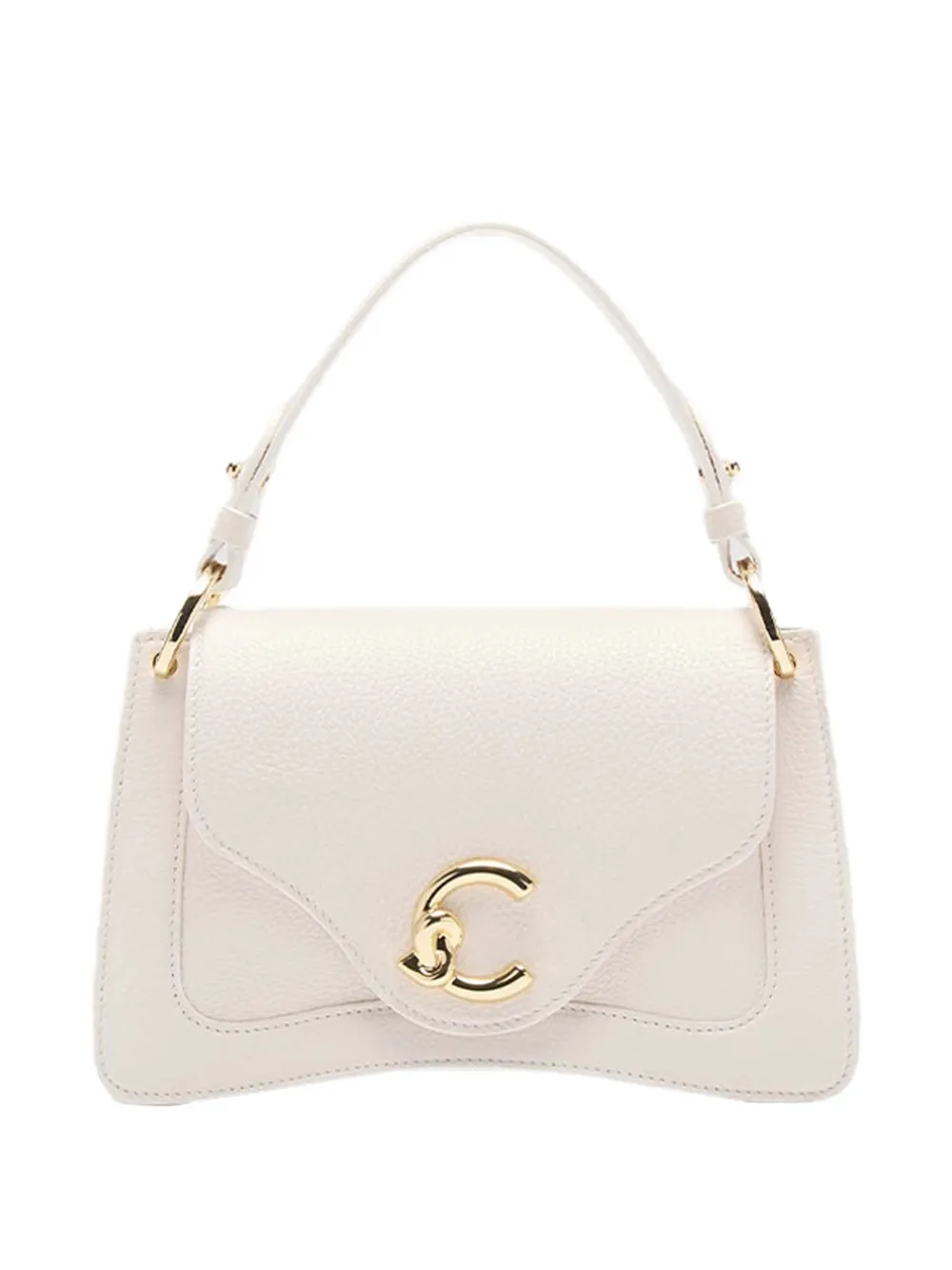 Coccinelle small C-me logo hardware leather shoulder bag - Bianco