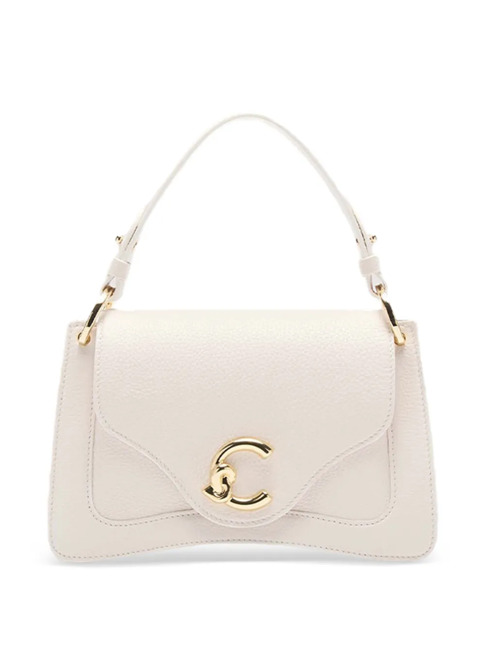Coccinelle small C-me logo hardware leather shoulder bag - Bianco