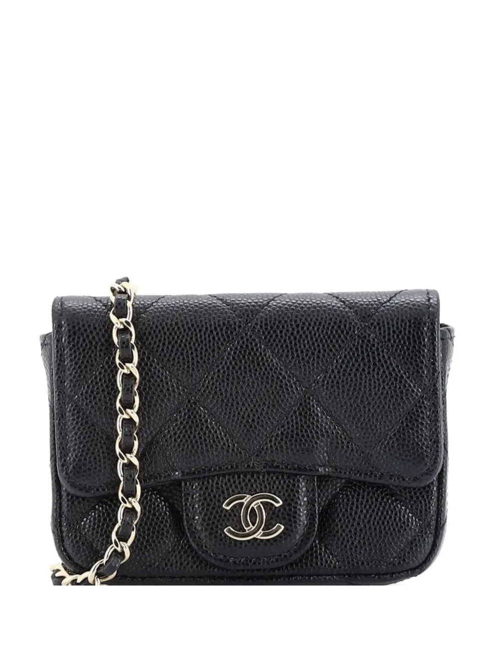 CHANEL Pre-Owned Classic Flap Chain Quilted Caviar Mini belt bag - Nero