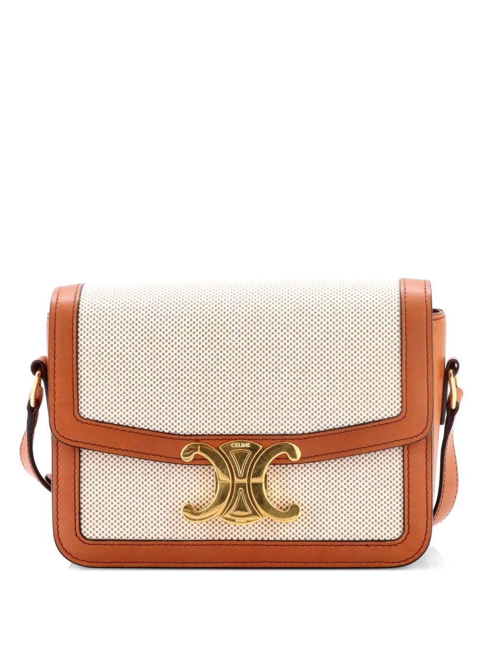 Celine Pre-Owned Triomphe Shoulder Bag Canvas with Leather Teen crossbody bag - Marrone