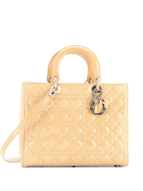 Christian Dior Pre-Owned Lady Dior Bag Cannage Quilt Patent Large satchel