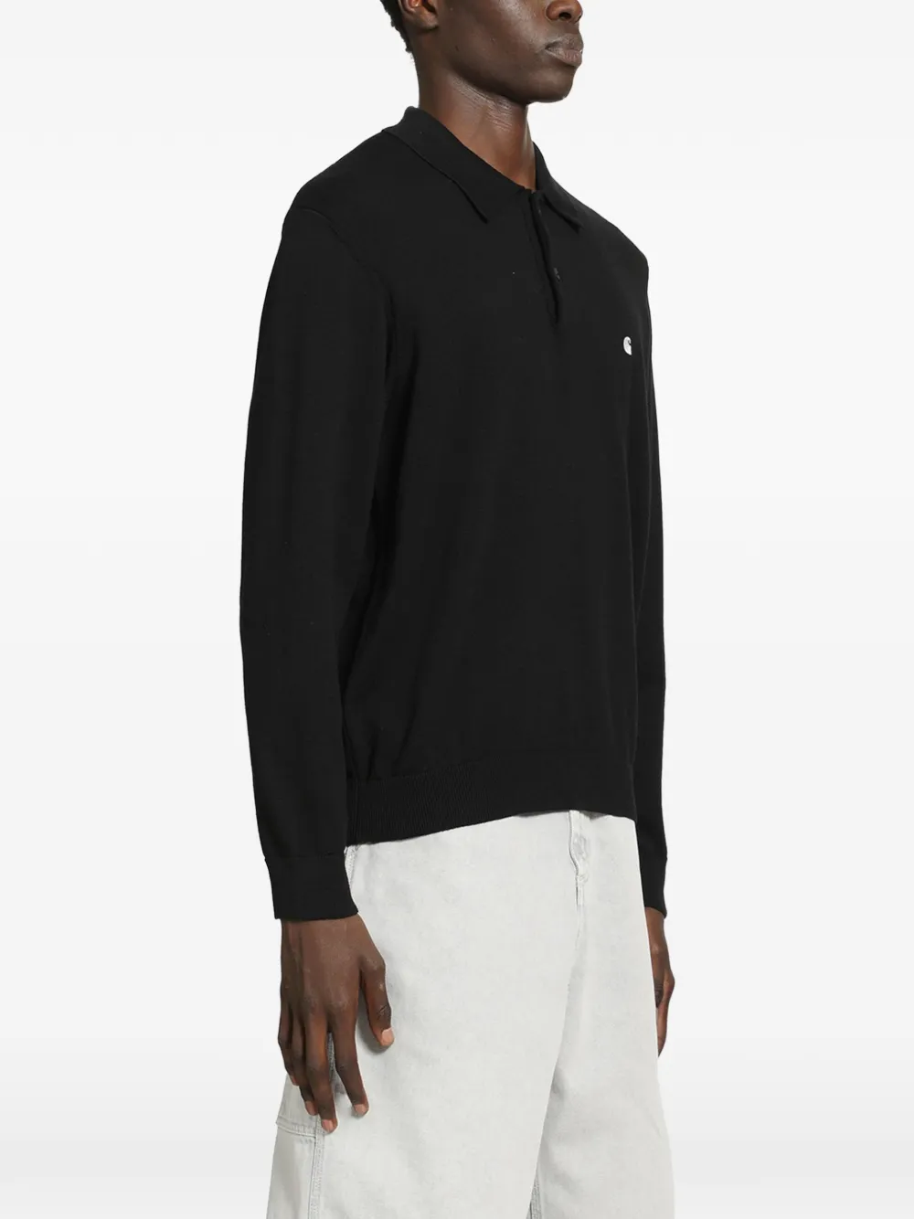 Carhartt WIP Madison poloshirt met lange mouwen Zwart