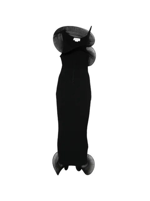 Genny ruffled-detail ribbed-knit midi dress