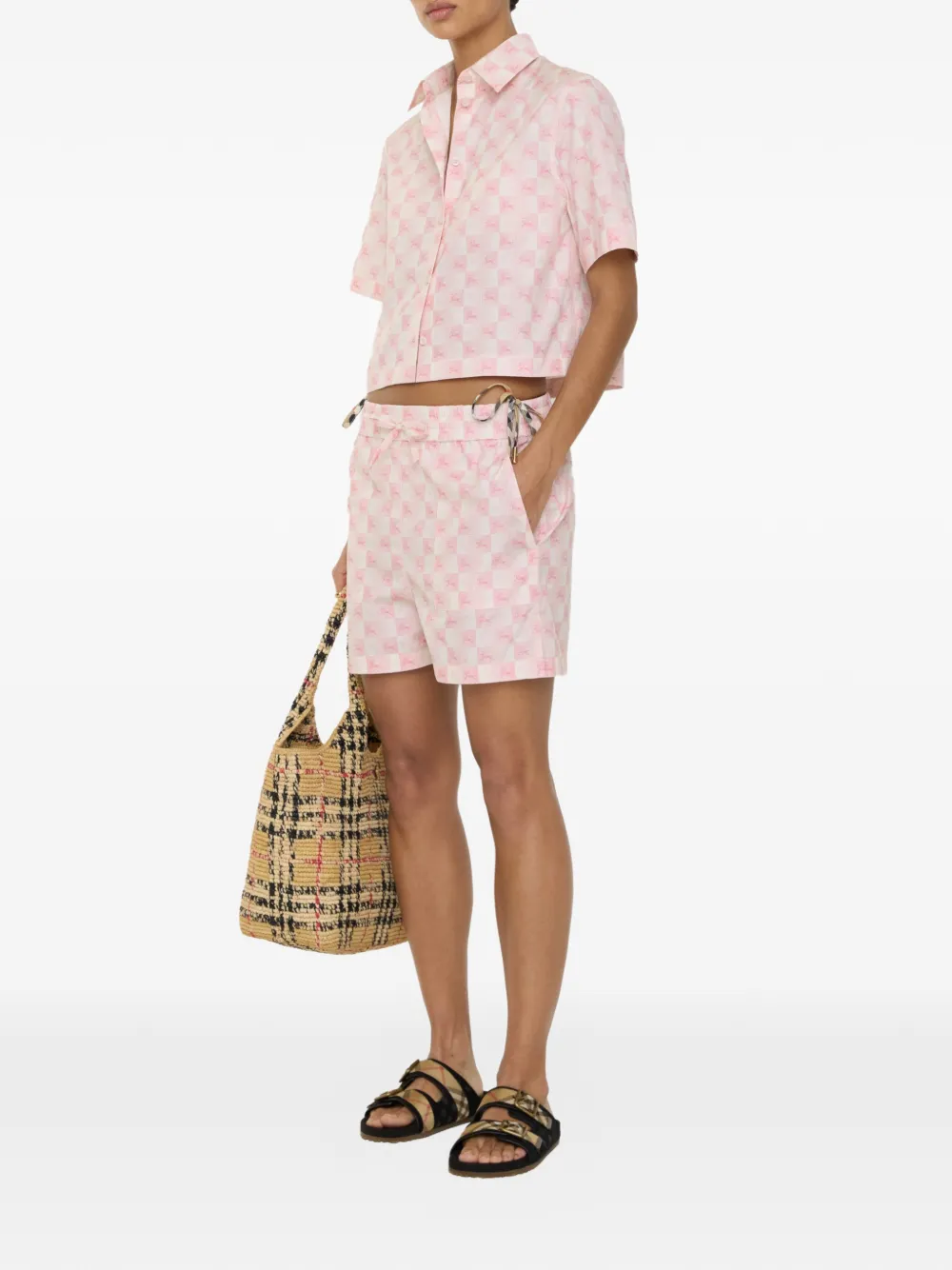 Burberry Geruite katoenen popeline shorts Roze
