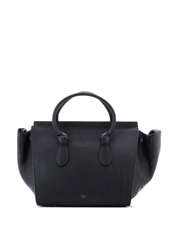 Celine Pre-owned Tie Knot Grainy Leather Small Tote Bag in Black