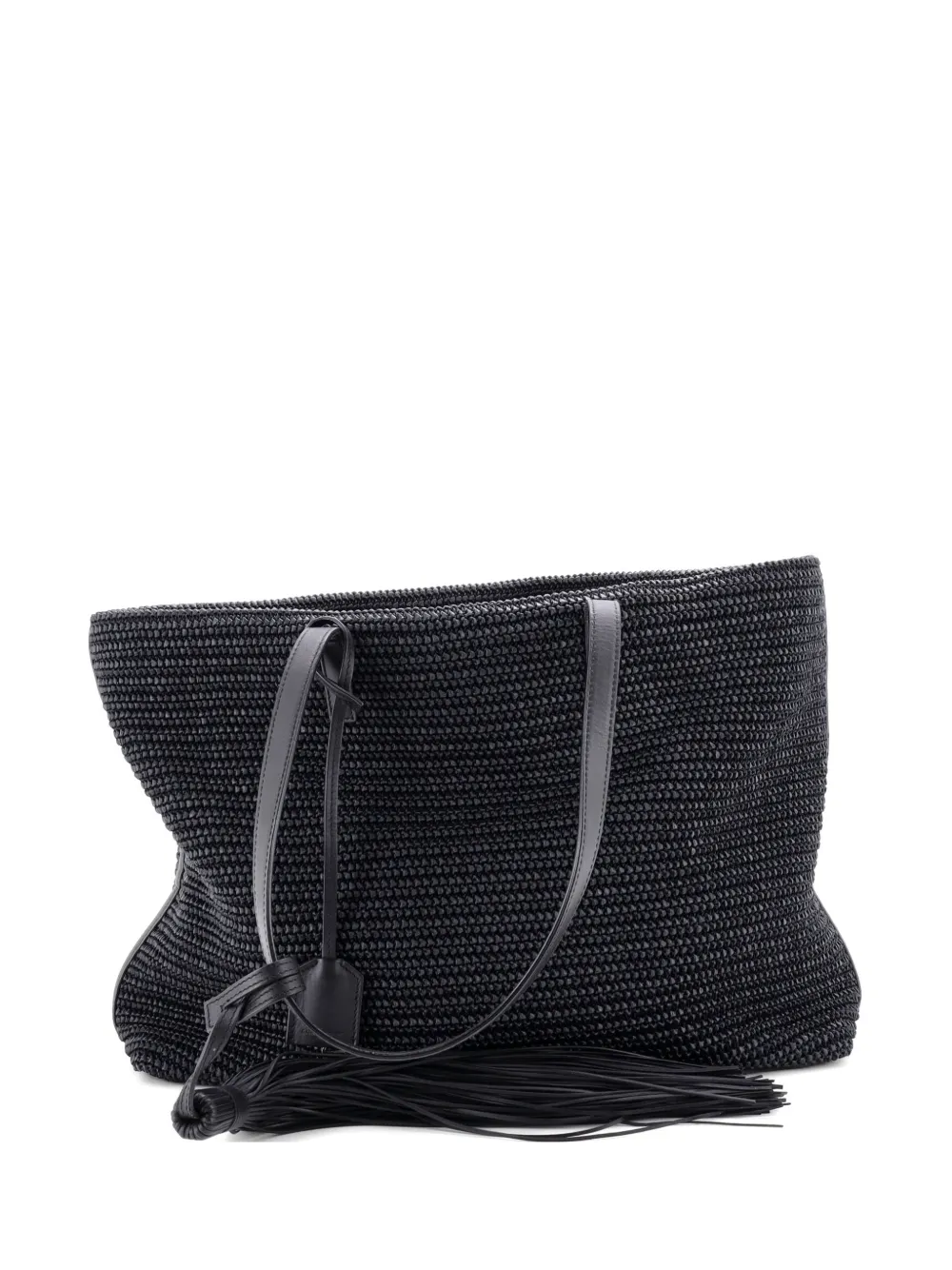 Saint Laurent Pre-Owned Shopper Woven Raffia East West tote bag - Nero
