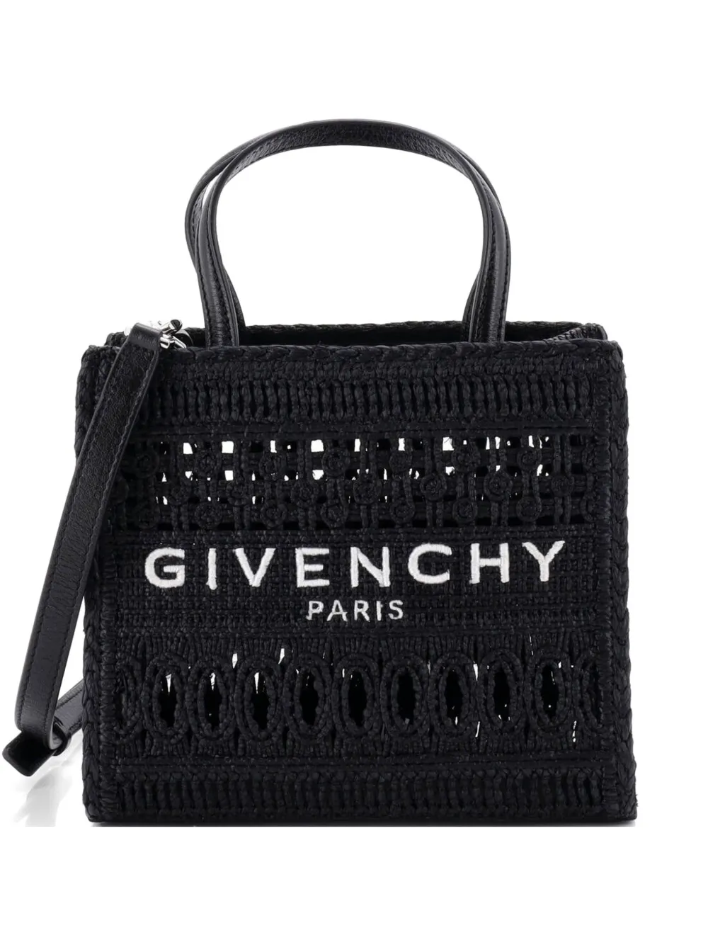 Givenchy Pre-Owned G- Woven Raffia Small tote bag - Nero
