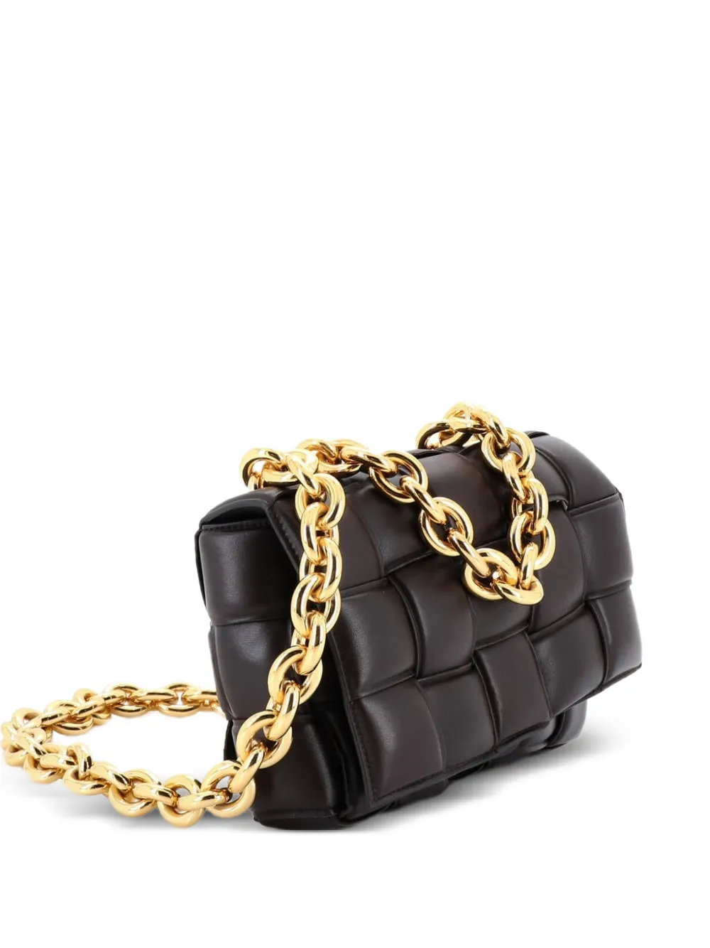 Bottega Veneta Pre-Owned Cassette Chain Padded Maxi Intrecciato Leather crossbody bag - Brown