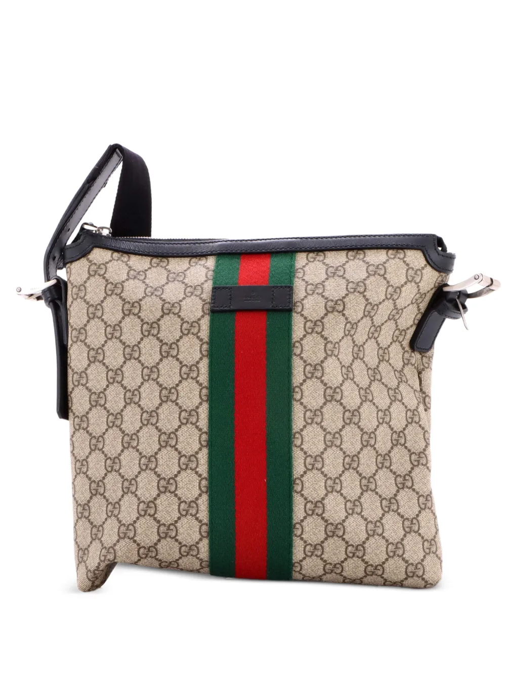 Gucci Pre-Owned Web Messenger Bag GG Coated Canvas Medium crossbody bag - Nero