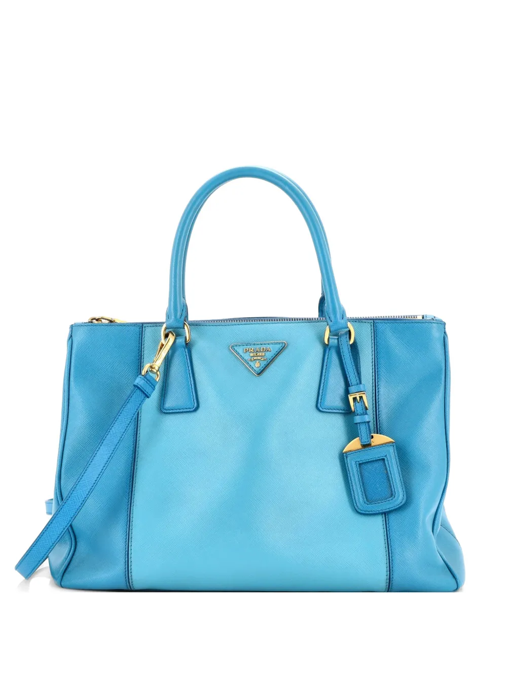 Prada Pre-Owned Bicolor Double Zip Lux Saffiano Leather Medium tote bag - Blau