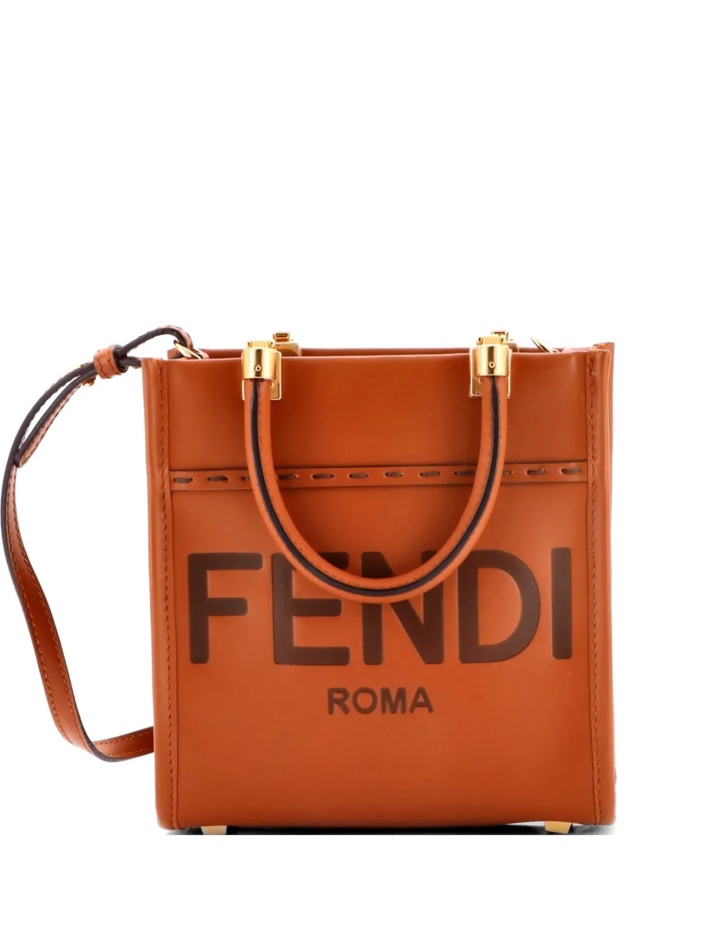 Fendi Pre-Owned Sunshine Shopper Tote Leather Mini crossbody bag - Marrone