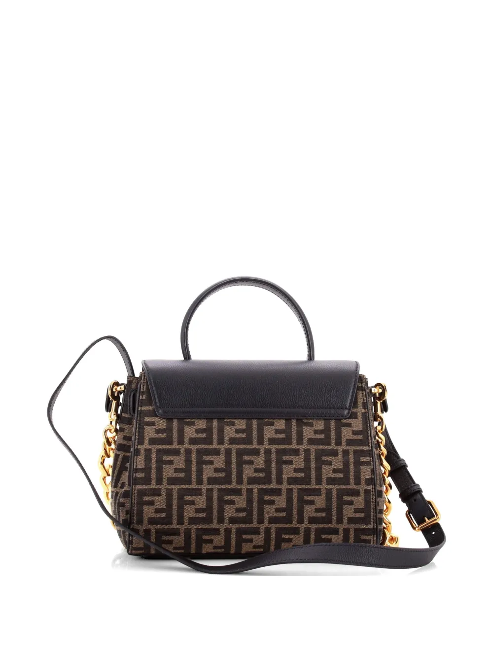  Versace Pre-owned X Fendi Fendace La Medusa Top Handle Bag Zucca Canvas And Leather Medium Satchel - Black 