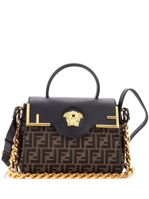 Versace Pre-Owned x Fendi Fendace La Medusa Top Handle Bag Zucca Canvas and Leather Medium satchel