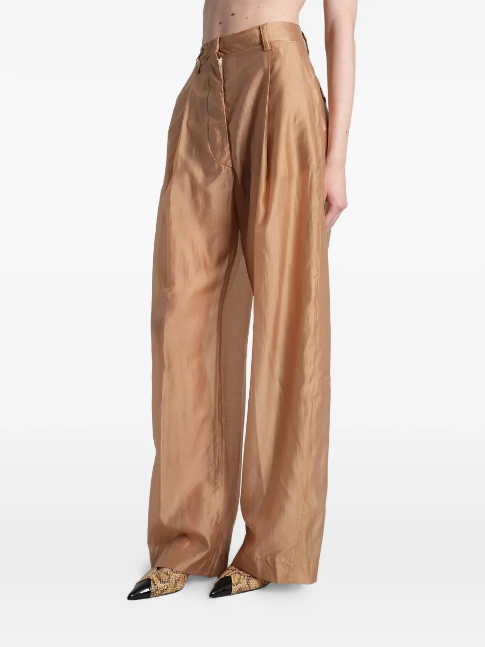 THELATEST Billie geplooide palazzo broek Beige