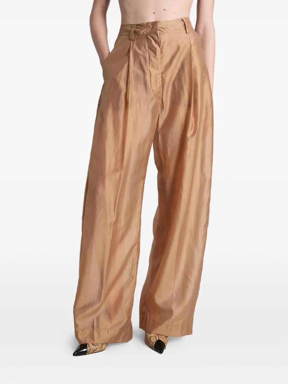 THELATEST Billie geplooide palazzo broek Beige